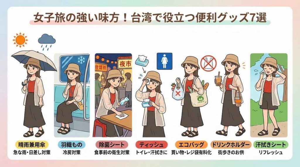 台湾旅行の女子向け持ち物リスト22選！必需品から便利グッズまで解説
