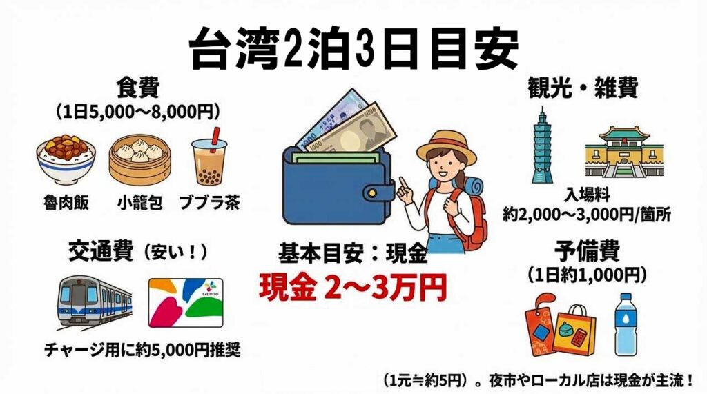 台湾旅行はいくら両替が正解？カード併用で考える2泊3日の予算案