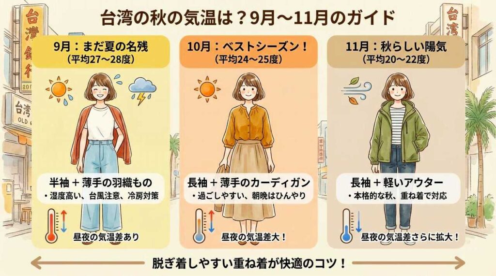 秋の台湾旅行で服装は何がいい？9月、10月、11月の気温対策ガイド
