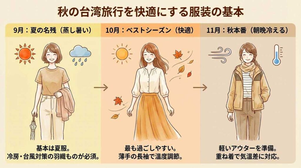 秋の台湾旅行で服装は何がいい？9月、10月、11月の気温対策ガイド