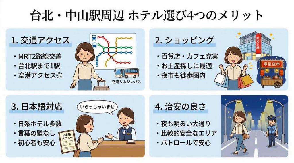 台北の中山でホテルに泊まるなら？駅近・日系など厳選5選と失敗しない選び方
